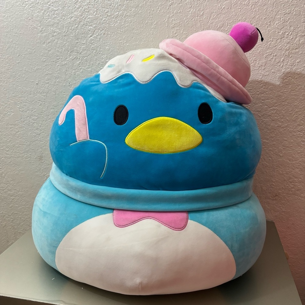 20 inch Squishmallow Sanrio Blue and Pink Bird Plush with Yellow Beak